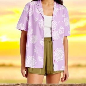 Brixton Bunker Garden Floral Boyfriend Camp Shirt Button Up Short Sleeve  Sz M